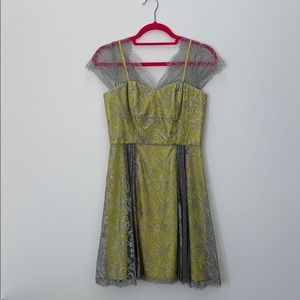 BCBG Silver/Green Lace Dress Size 2